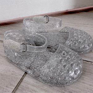 Clear and silver jelly sandals